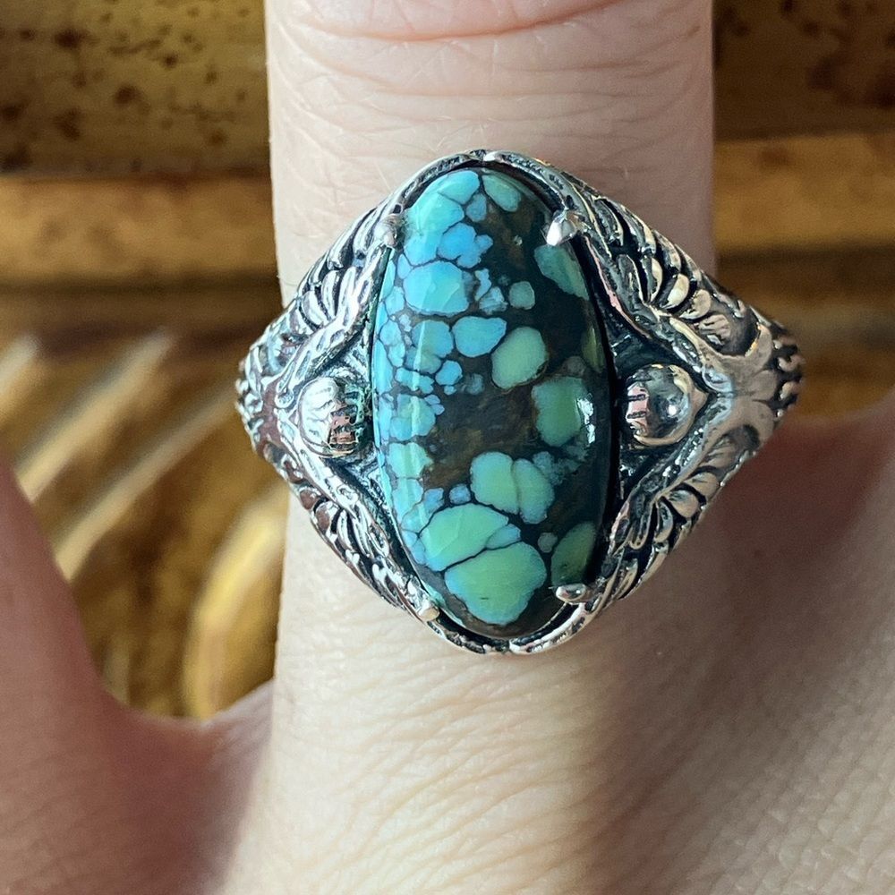 Matrix Turquoise Sterling Silver Ring Size 7